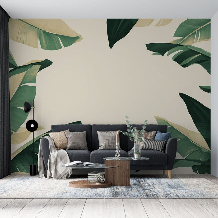 Tapeta banana leaf | Bananine liste na svetli podlagi