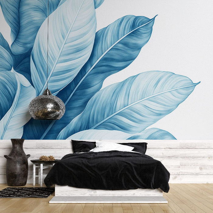 Fototapet bananblad | Monstera blade i blå gradient