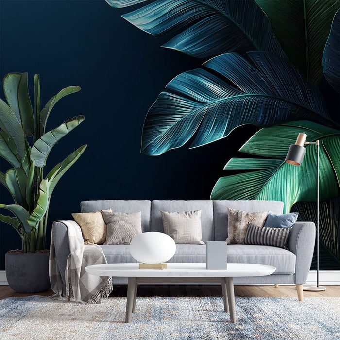 Tapeta banana leaf | Bujno listje na temnem ozadju