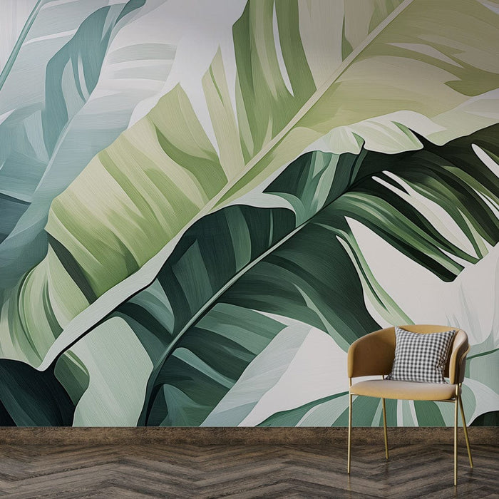 Tapeta banana leaf | Tropikalne liście w kojących odcieniach
