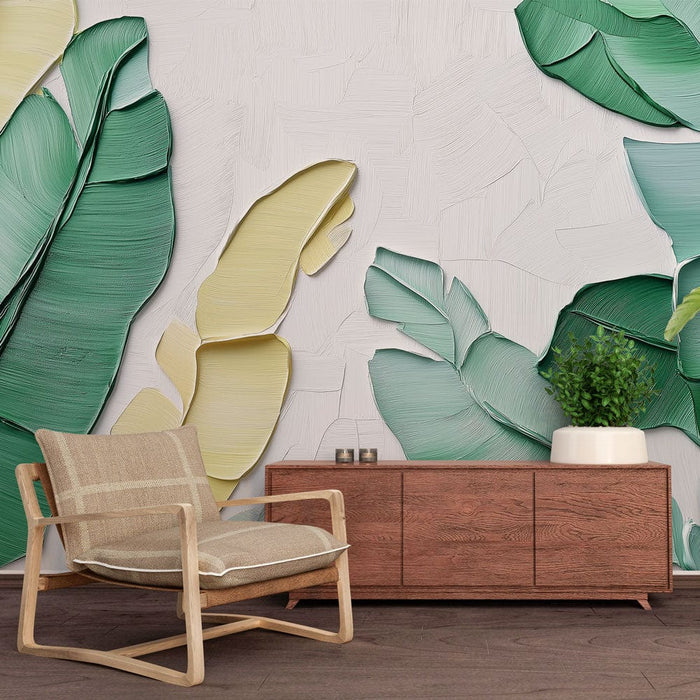 Mural Wallpaper banana leaf | Tropical leaves with soft shades