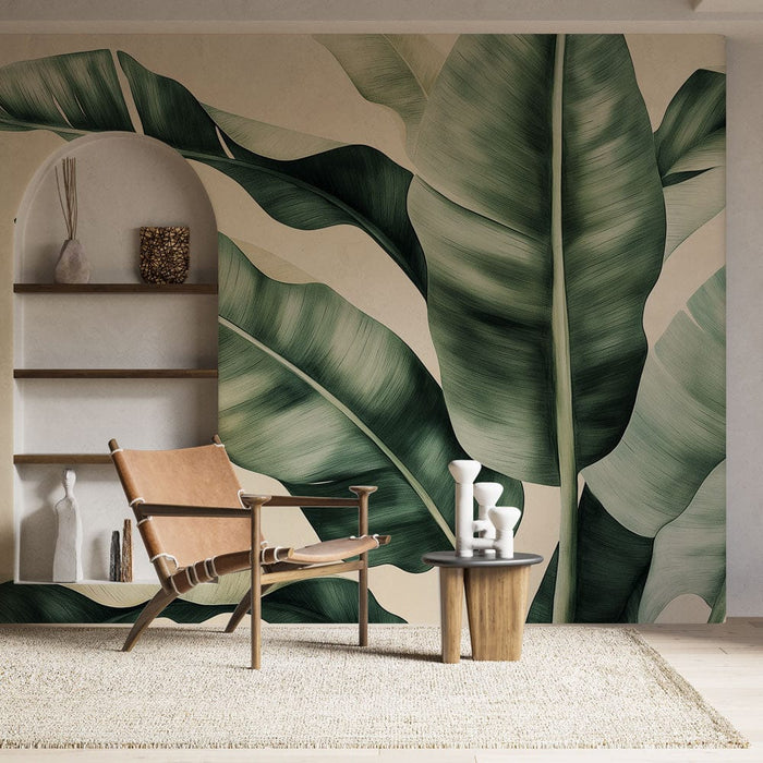 Foto tapeet banaanileht | Suured rohelised lehed pehmel taustal