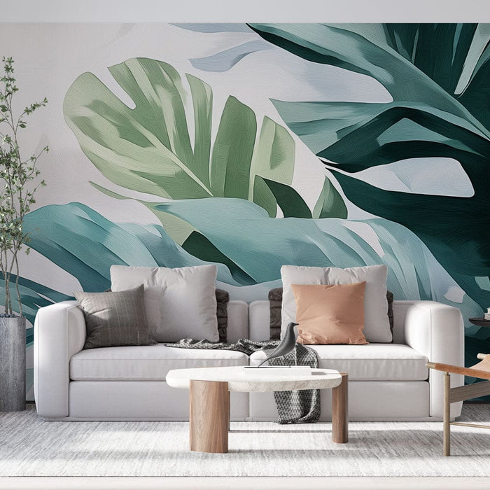Tapet frunză de bananier | Un design luxuriant cu nuanțe de verde și albastru