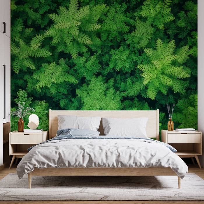 Papel de parede folha de bananeira verde | Um oceano de samambaias exuberantes