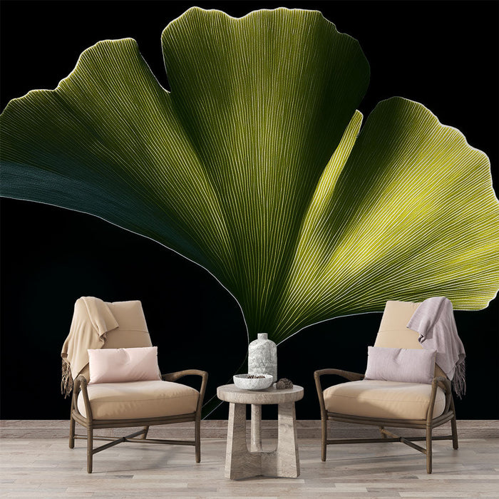 Papel de parede folha | Folha de ginkgo elegante em fundo preto