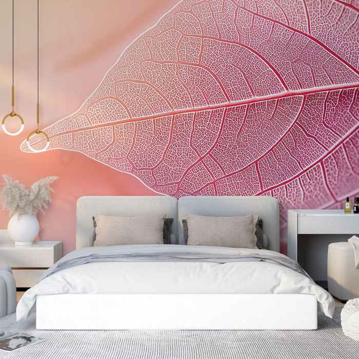 Tapeta roza list | Nežni detajli in mehke teksture