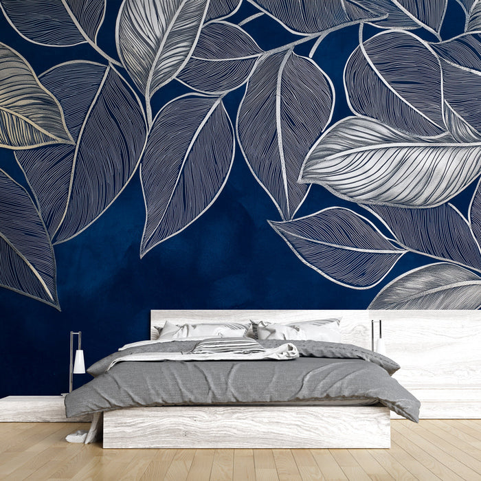 Seinapilt tapeet lehed | Hõbedane ja intensiivne sinine