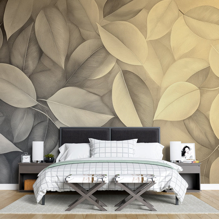 Nástěnná tapeta listy | Béžové šampaňské