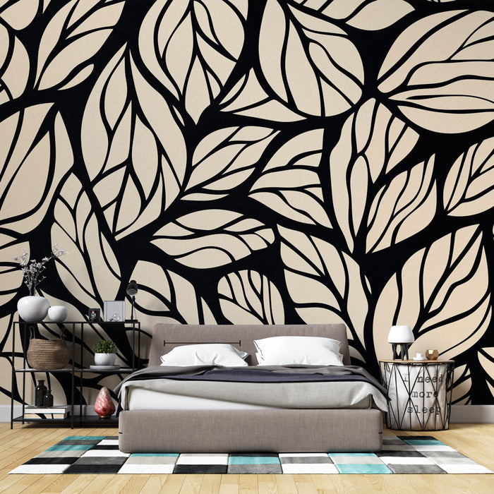 Tapetti lehdet | Beige ja musta