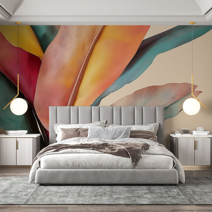 Papel pintado hojas coloridas | Hojas con tonos vibrantes y patrones delicados