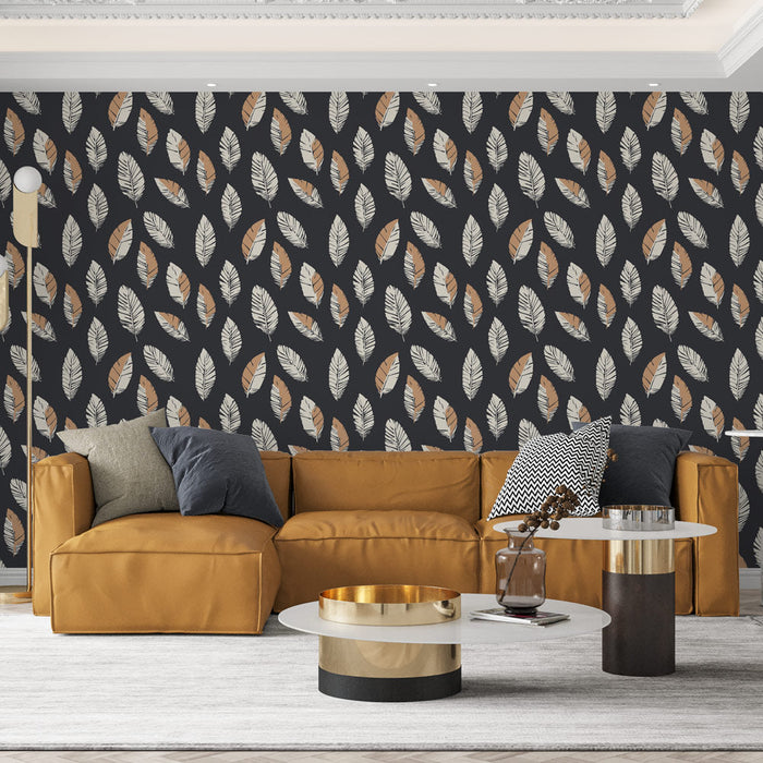 Fototapeet värvilised lehed | Stiliseeritud lehed tumedal taustal