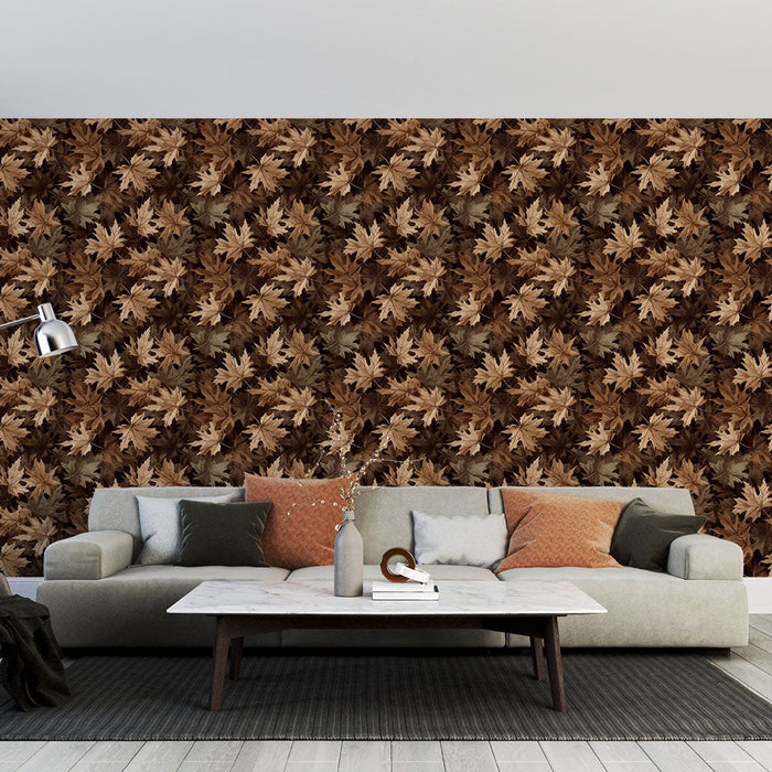 Tapeta podzimní listí | Elegantní odstíny hnědého listového vzoru