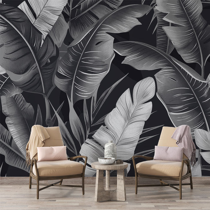 Fototapet banana list | Veliki črno-beli listi