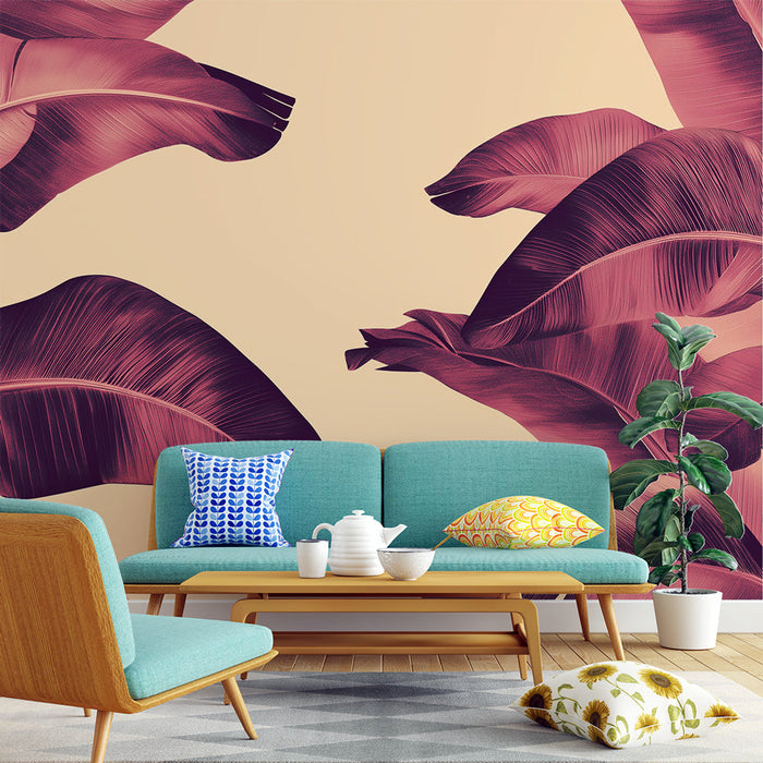 Tapeta palmové listy | Růžové listy na jemném pozadí