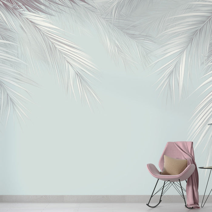 Papel de parede folha de palmeira | Ramos verdes pendentes