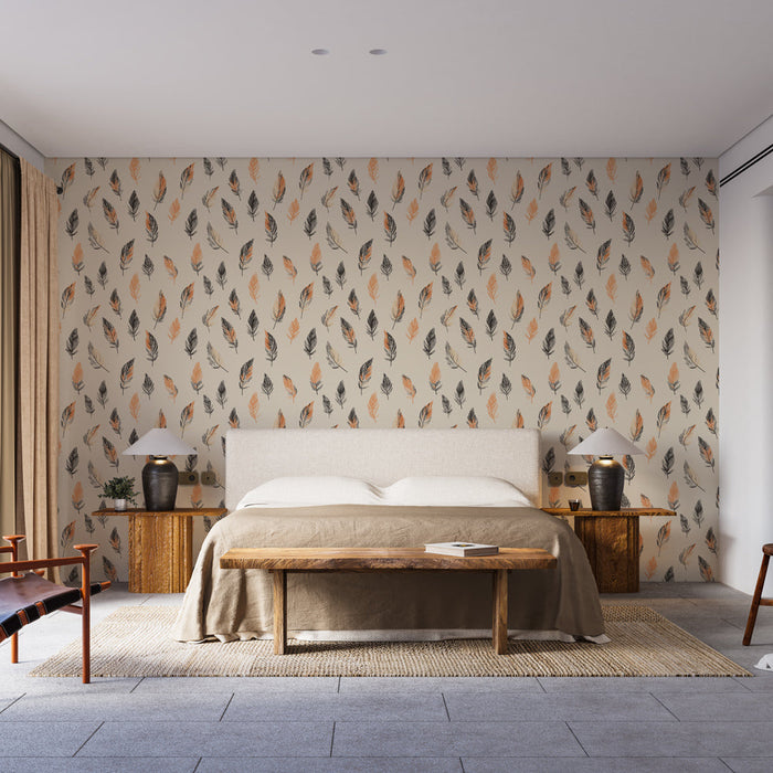 Papel pintado hojas delicadas | Patrón de hojas de colores pastel sobre un fondo claro