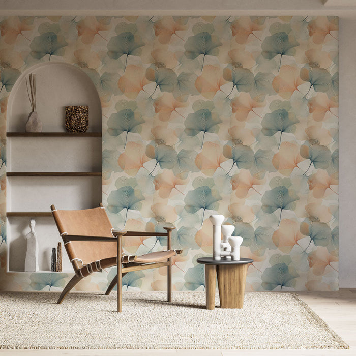 Papel de parede folhas delicadas | Padrões de folhas em tons suaves