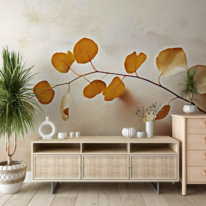 Tapete goldene Blätter | Eine natürliche Eleganz mit warmen Tönen