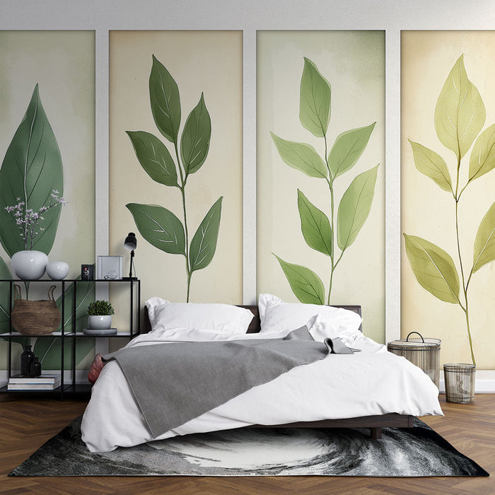 Fototapet listi | Elegantni zeleni listi na nežnem ozadju