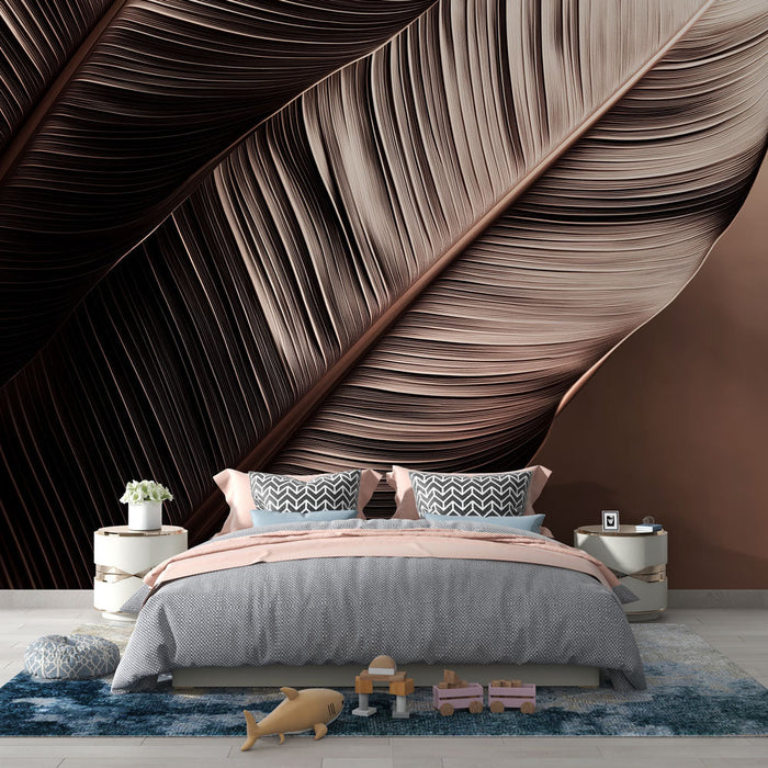 Fototapet elegant-leaves | Mønster av stiliserte blader i varme toner