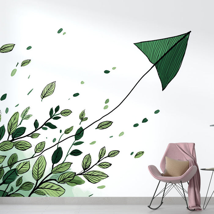 Tapete fliegende Blätter | Ein dynamisches Muster von üppigen Blättern