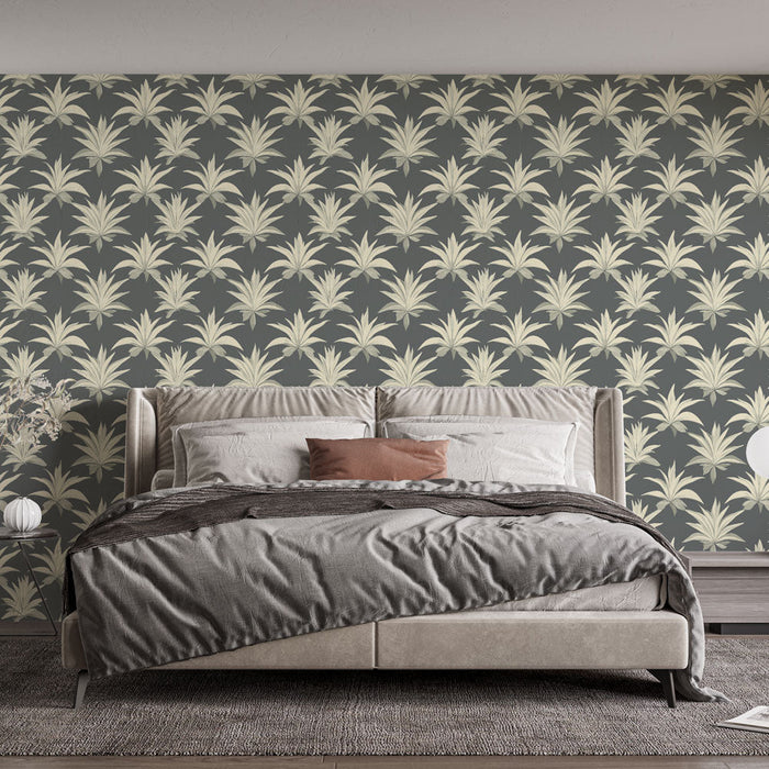 Fénykép tapéta egzotikus levelek | Világos lombozat minta szürke háttérrel