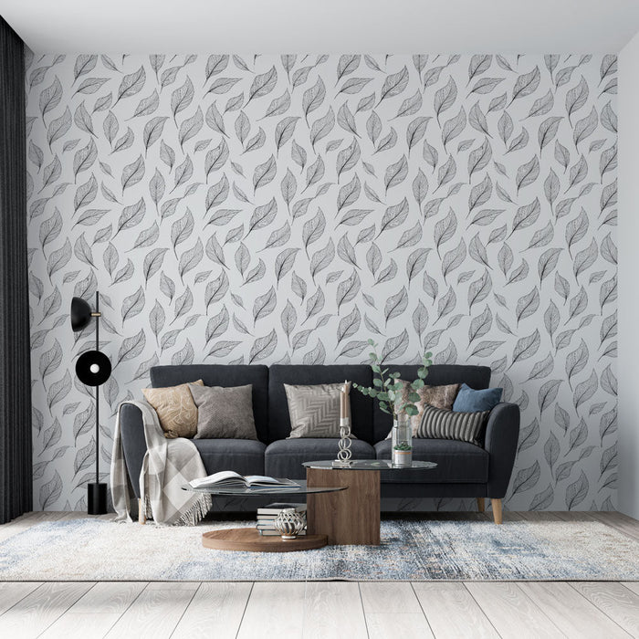 Fototapeet lehed | Mustvalgete lehtede mustriga