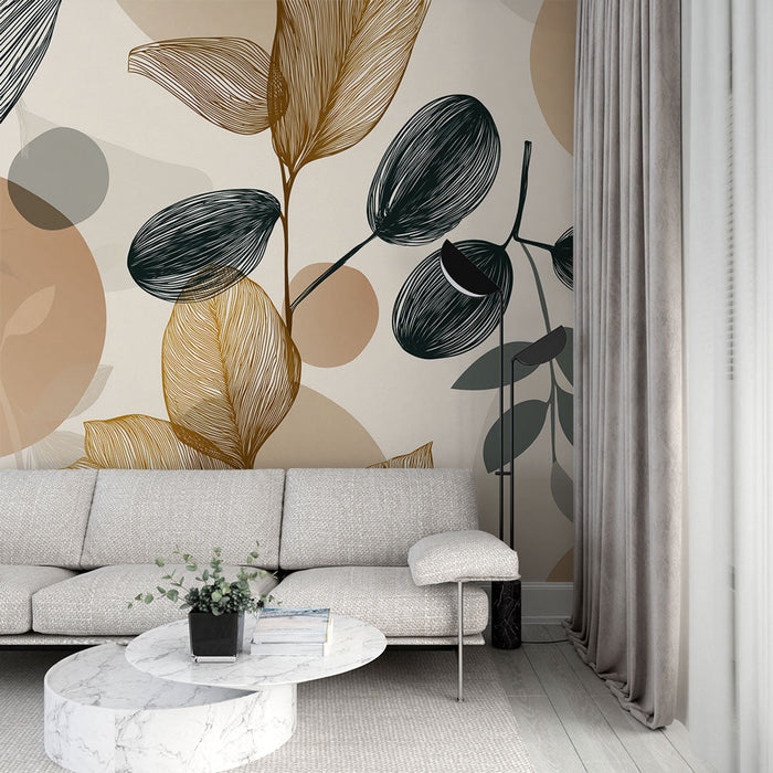 Fototapeet lahkub | Lillelised mustrid ja abstraktsed ringid maalähedastes toonides