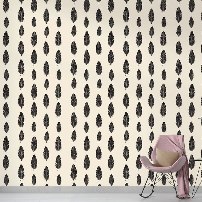 Fototapet siyah yapraklar | Açık bir arka plan üzerinde koyu yaprakların tekrarlı deseni