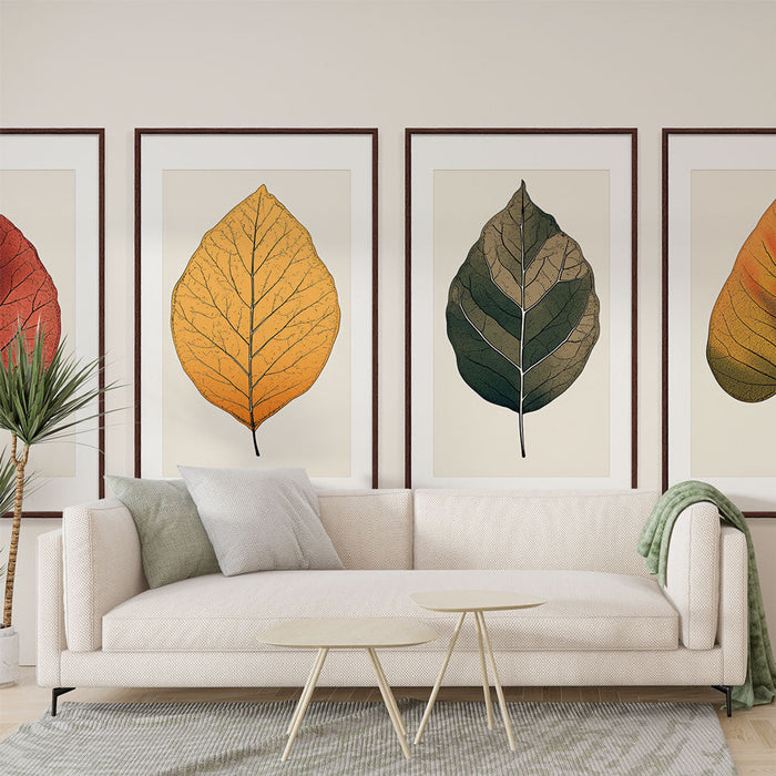 Fototapetblader | Fire fargerike blader i elegante rammer