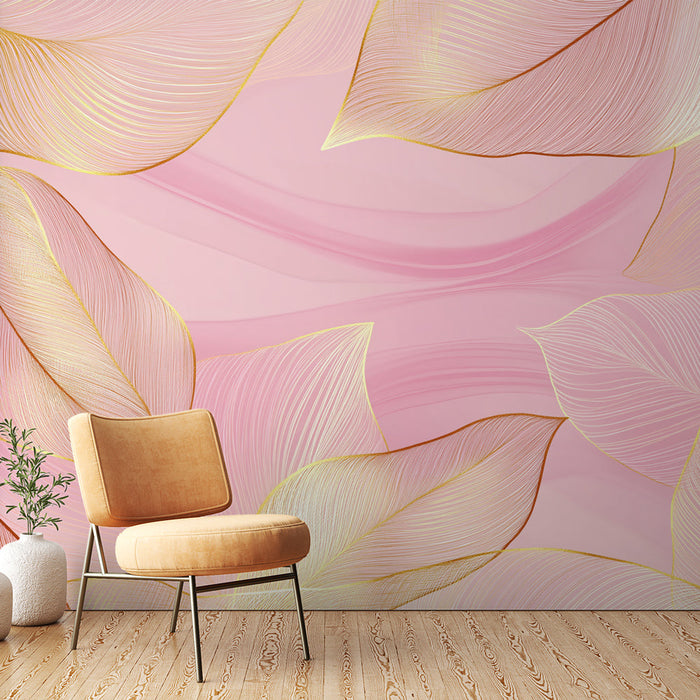 Fototapet rose leaves | Golden lines and soft background