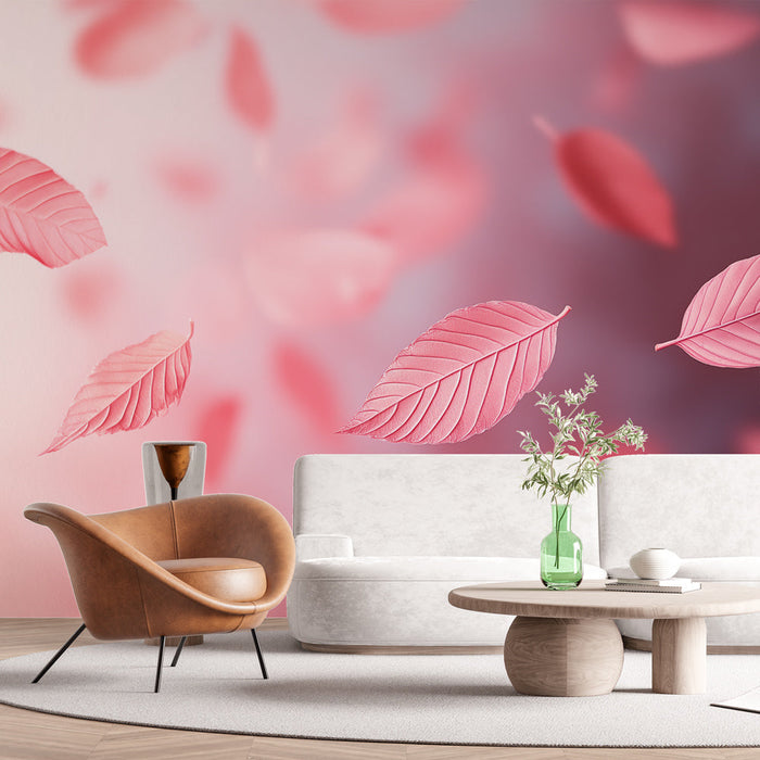 Fototapet pink leaves | Bløde blade på sløret baggrund