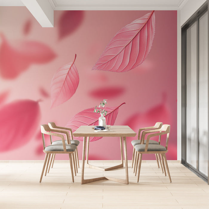 Tapete pink leaves | Leichte zarte Blätter auf weichem Hintergrund