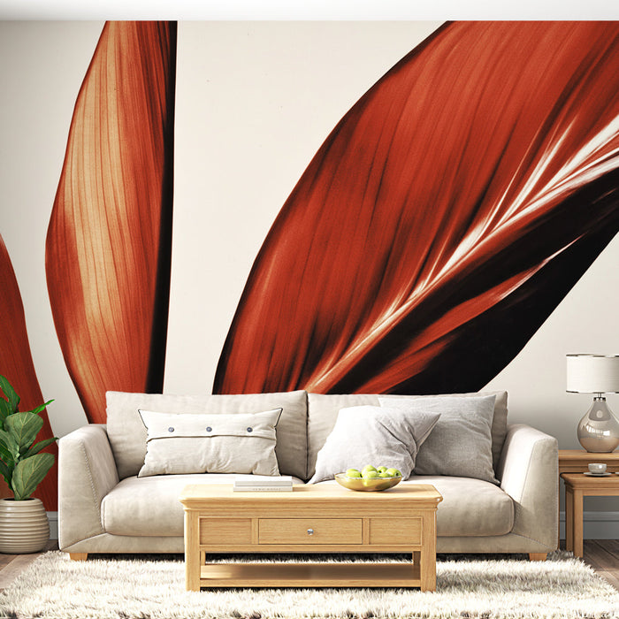 Tapeta červené listy | Elegantní listy v tmavě červené barvě