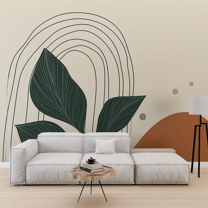 Carta da parati foglie stilizzate | Design moderno con forme organiche e fogliame