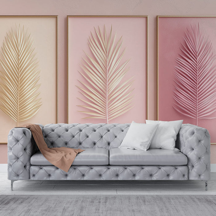 Fototapet stilizirani listi | Eleganca palmovih listov v nežnih tonih