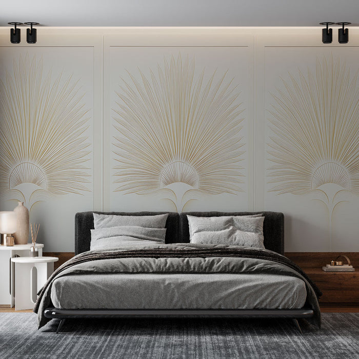 Tapeta stylizované listy | Elegantní palmové vzory ve zlatých odstínech