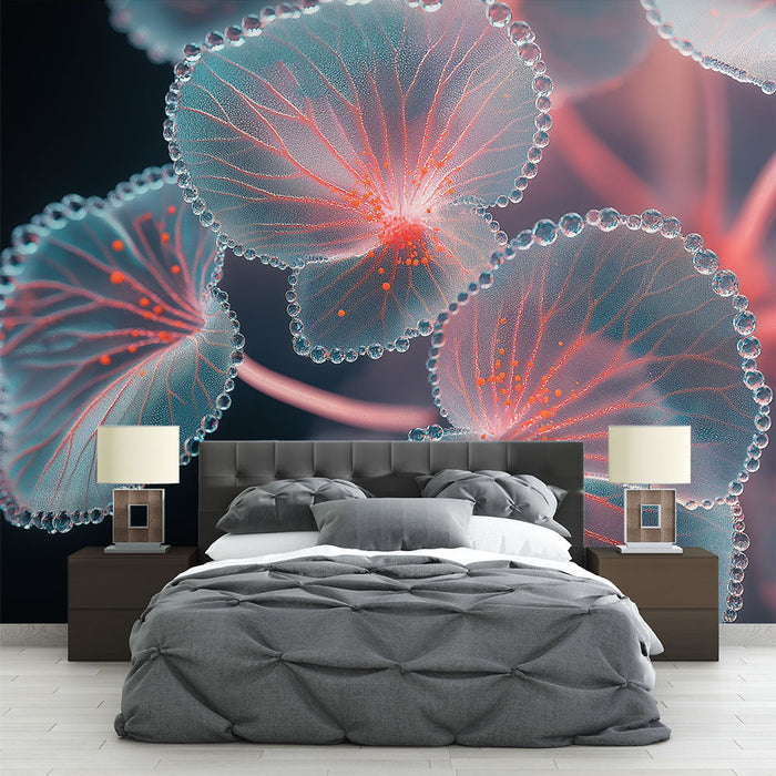 Mural Wallpaper translucent leaves | Beautiful delicate leaves with bright outlines