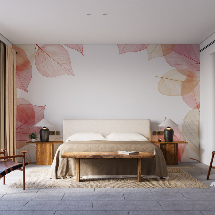 Tapeet läbipaistvad lehed | Pehmed roosad ja kuldsed toonid