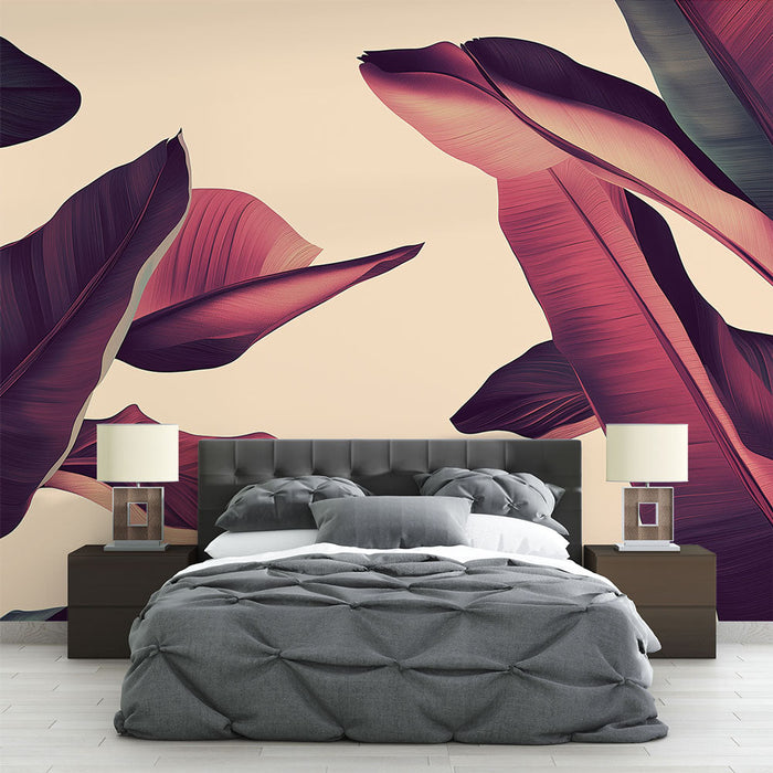 Ταπετσαρία τοίχου τροπικά φύλλα | Φύλλα μπανάνας σε ζεστές αποχρώσεις