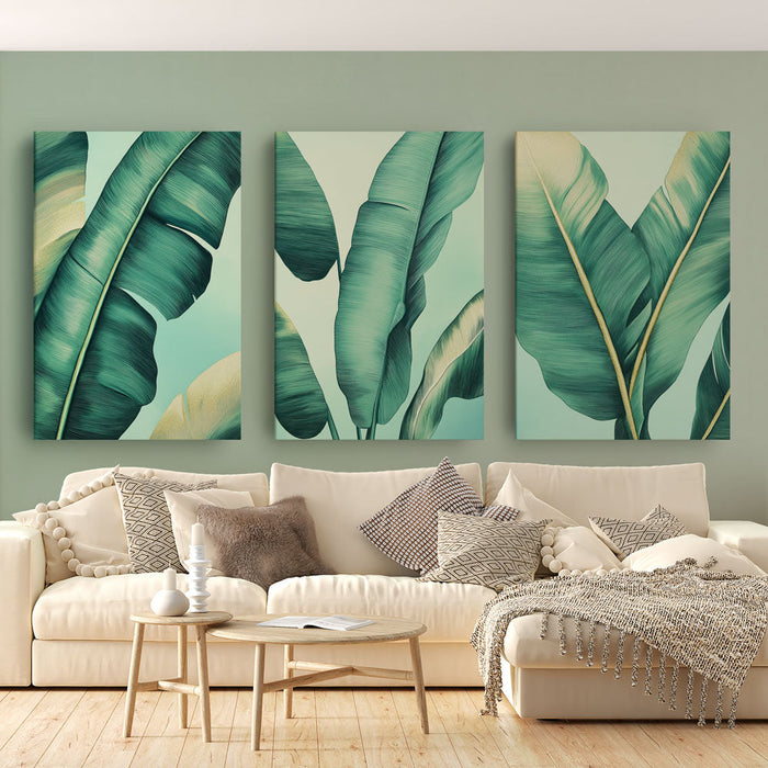 Tapete с тропически листа | Изобилие от листа със златни детайли