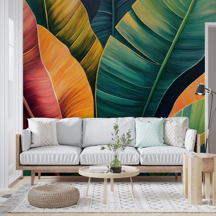 Tapeta tropické listy | Velké barevné a živé listy