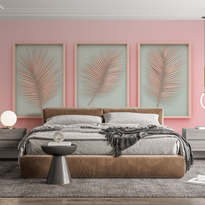 Fototapeet troopiliste lehtedega | Elegantne lehtede illustratsioon pastelse taustaga