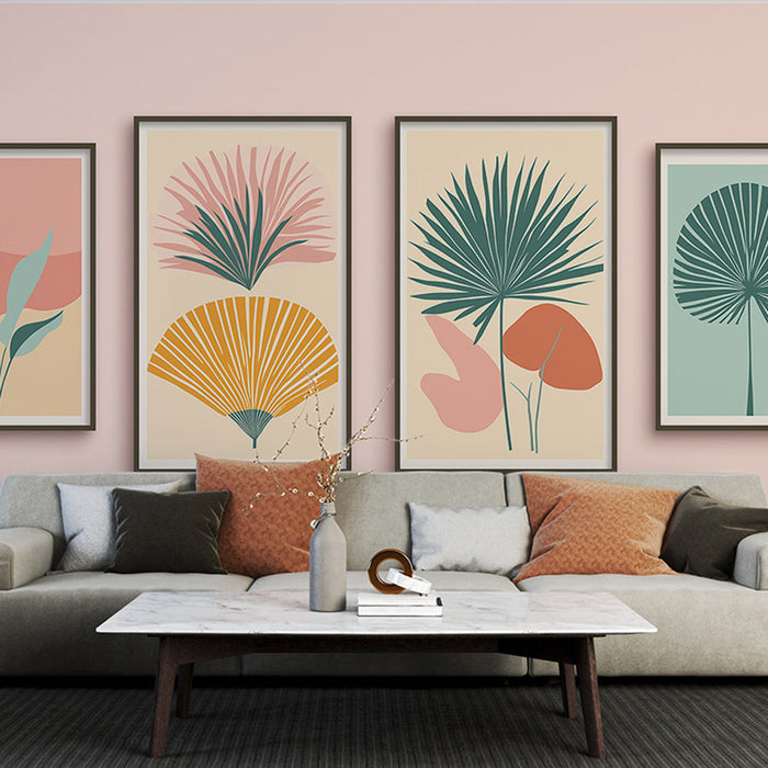 Fototapet tropiske blader | Moderne plante mønstre og pastellfarger