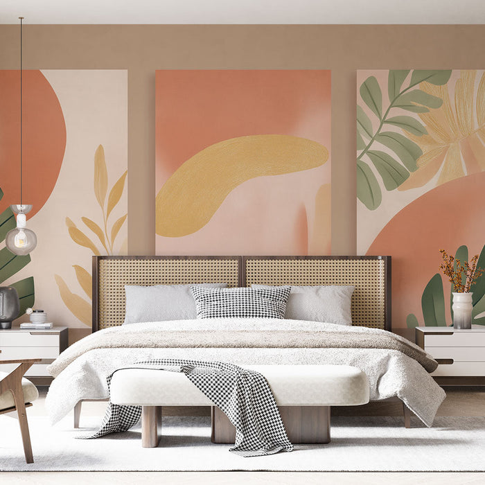 Papel de parede folhas tropicais | Padrões orgânicos e cores suaves