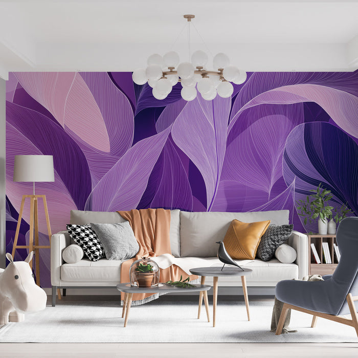 Tapeta ljubičasto lišće | Delikatni uzorci na pastelnoj pozadini