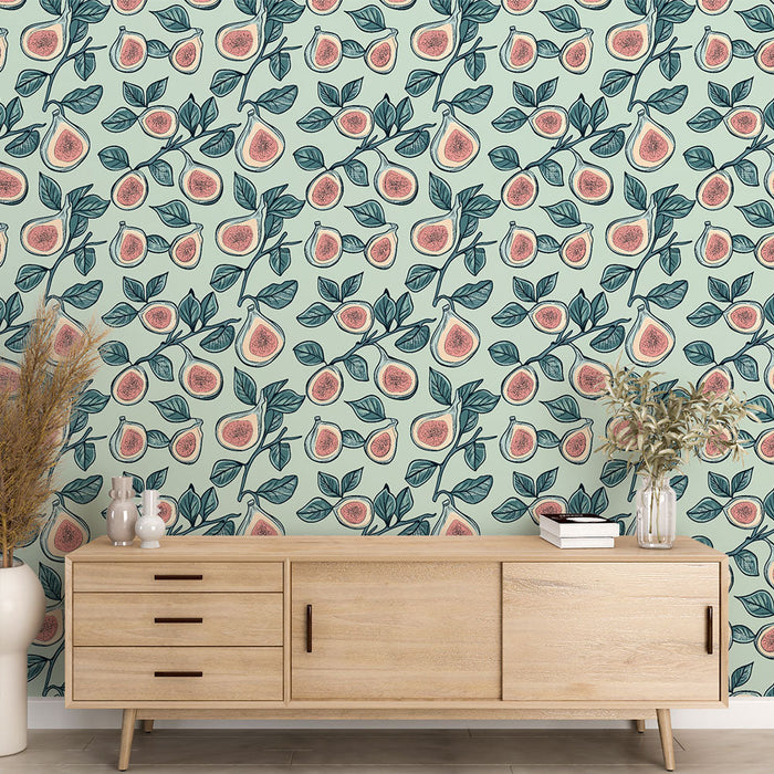 Fototapet figurer | Motiv af lyserøde figner på pastelfarvet baggrund