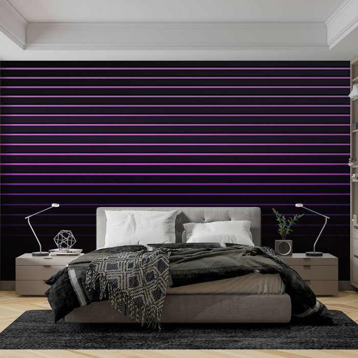 Mural Wallpaper fine horizontal stripes | Gradient of fuchsia pink