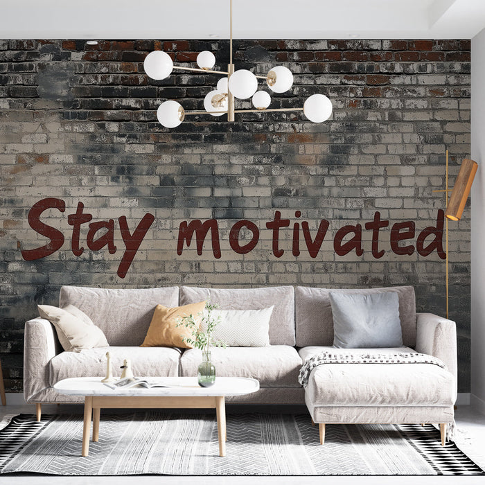 Muraaltapeet fitnessi inspireeriv | Telliskivisein motiveeriva sõnumiga