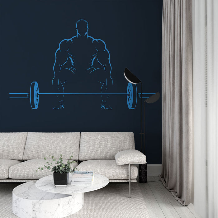 Fototapet fitness | Manlig silhuett lyfter en viktstång